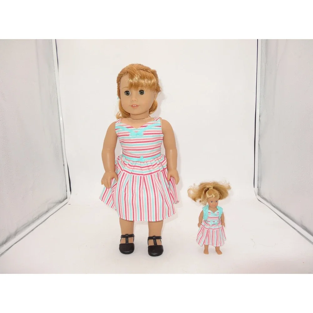 American Girl Maryellen Doll and Mini Maryellen Doll Set Striped Dress 2015